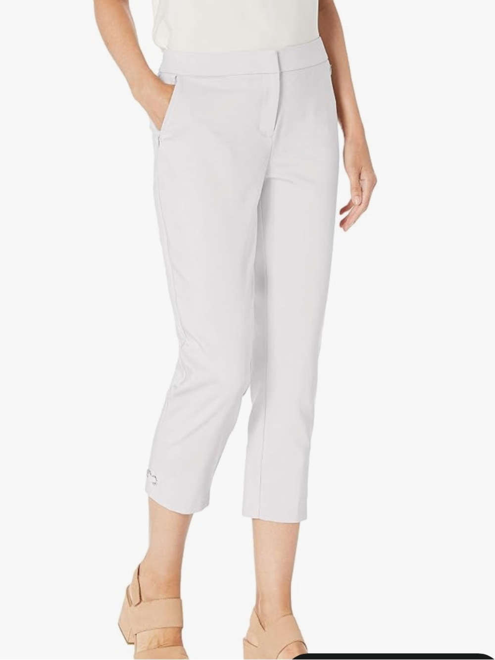 Rafaella Curvy White Satin Twill Capri Pants Size 12